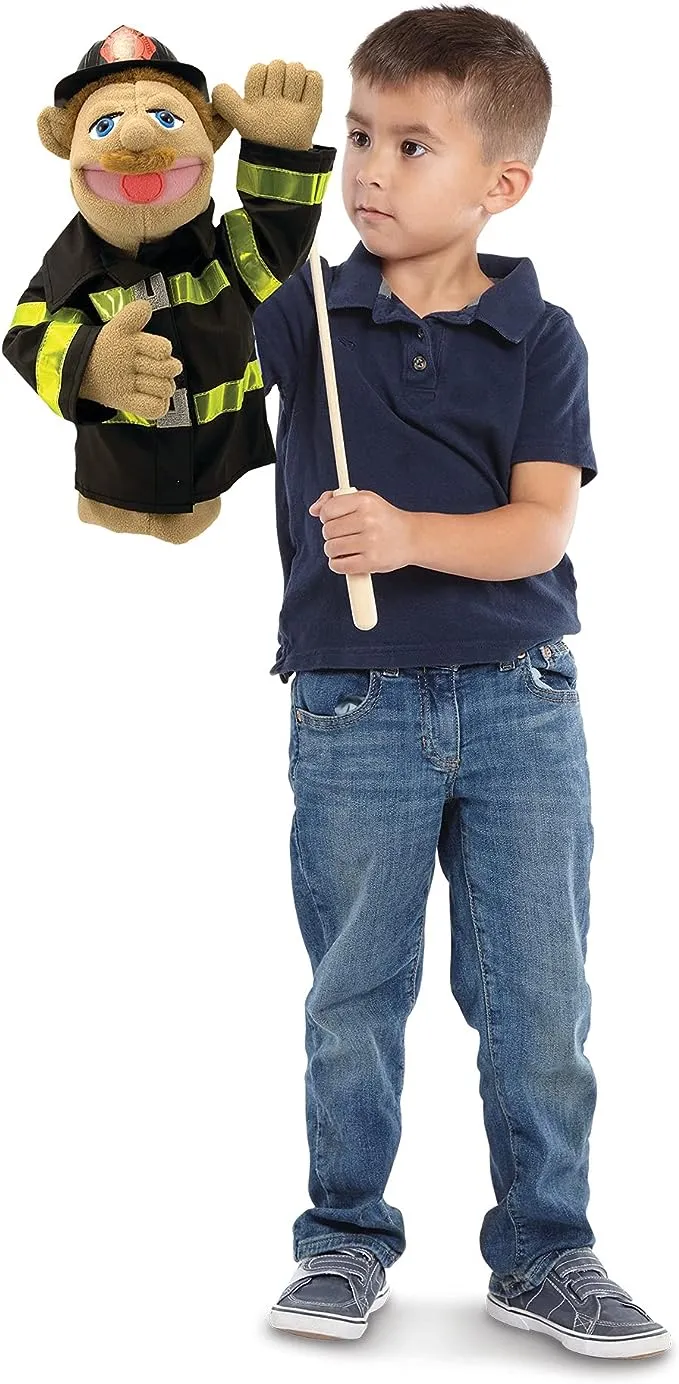 Melissa & Doug Rescue Puppet Set - Police Officer and Firefighter - Soft, Plush Puppets For Kids Ages 3+