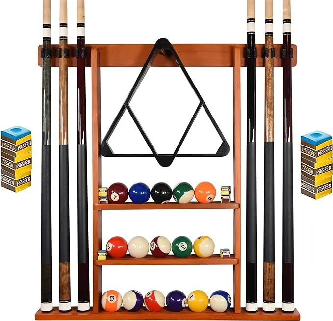 Billiards Xpress Pool Cue Rack - Pool Stick Holder Wall Mount with 16 Ball ...