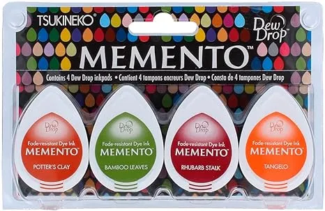 Tsukineko, Memento, Dew Drop Ink Pads, 4 Pack, Meadowland