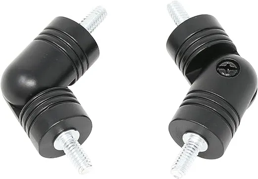 MERIVILLE Hinged Elbow Connector - Designed for Bay Window Curtain Rods or Corner Drapery Rods up to 1-inch Diameter, Black Finish, 2 Pcs