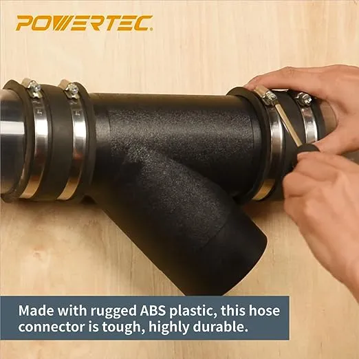 POWERTEC 4 Inch Y Fitting for 4 Inch Dust Collection Hose, 4 Inch Dust Collection Hose Connector Fittings for Dust Collection System, 1 pack (70106)