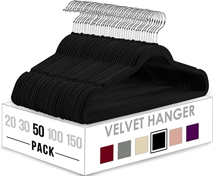 Utopia Home Velvet Hangers 30 Pack - Non-Slip Clothes Hangers - Black Hangers - Suit Hangers with 360 Degree Rotatable Hook - Heavy Duty Coat Hangers - Pants Hangers