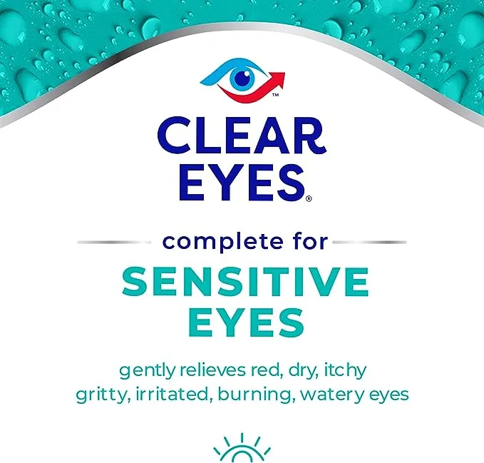 Clear Eyes, Sensitive Eyes, Eye Drops, 0.5 Oz, 2 Pack