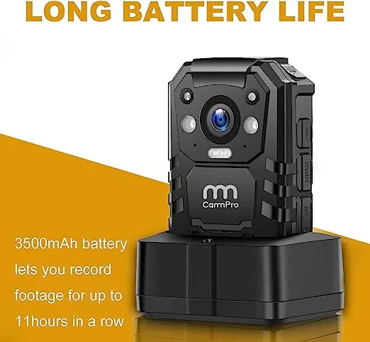 1296P HD Police Body Camera,32G Memory,CammPro I826 Premium Portable Body Camera,Waterproof Body-Worn Camera with 2 Inch Display,Night Vision,GPS for Law Enforcement Recorder,Security Guards,Personal