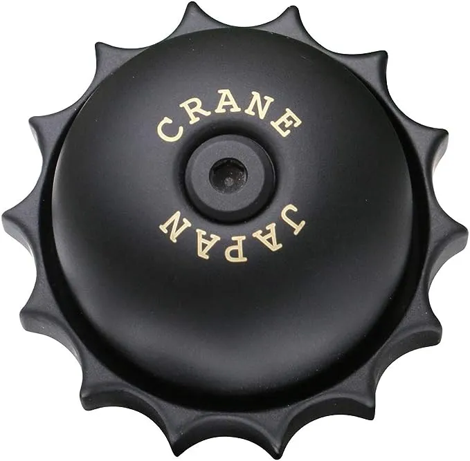 Crane E-ne Revolver Bike Bell, for E-Bikes, City Bikes, Moutain Bikes, and Cruisers. Fits Bars diameters 22.2 to 25.4mm