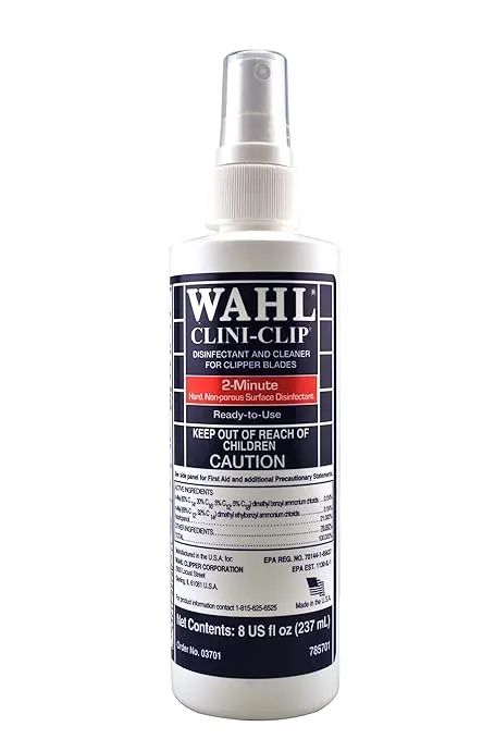 Wahl Professional Clini-Clip Spray, Fast-Acting Cleaner and Lubricant for Clipper Blades, Purifies Grooming Tools, Reduces Friction and Heat, 8 Fl Oz