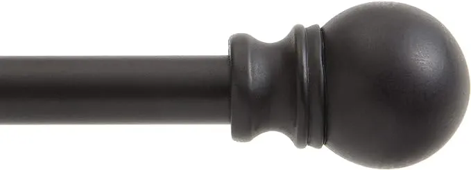 Davenport 1/2" Petite Café Decorative Window Curtain Rod - Kenney - Matte Black - 48-86