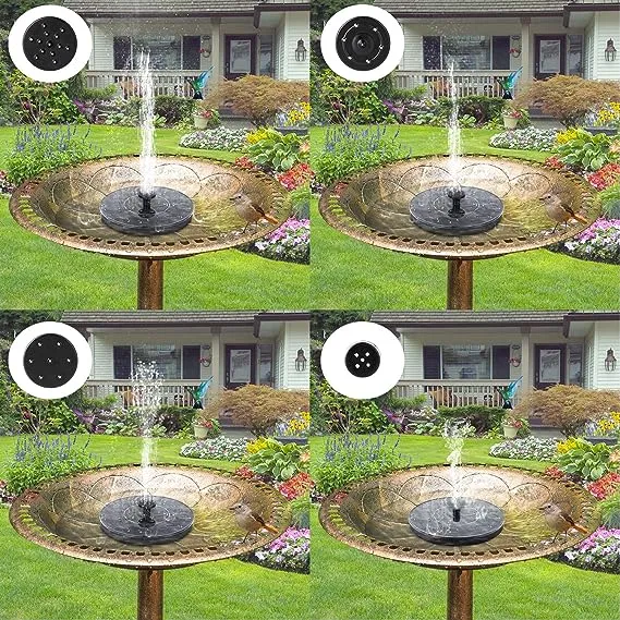 1W Solar Bird Bath Fountain Pump, Solar Fountain with 6 Nozzle, Free Standing...