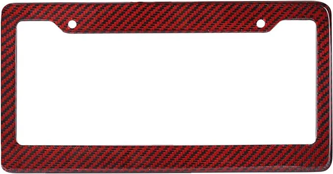 Real 100% Red Carbon Fiber License Plate Frame Tag Cover FF - C with Matching Screw Caps - 1 Frame