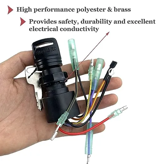 SKARUMMER Boat Ignition Switch with Key Replacement for Mercury Mariner Outboard Motor Control Box with 2 Keys 3 Position 6 Wire Connectors