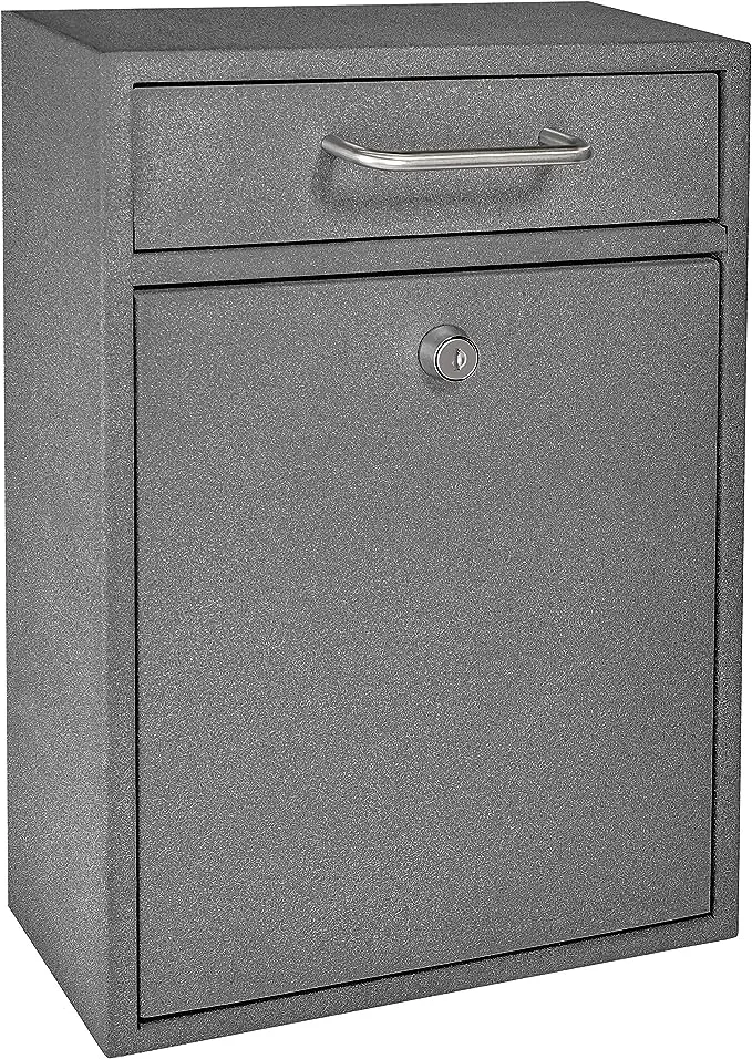 Mail Boss Locking Security Drop Box, 16 1/4""H x 11 1/4""W x 4 3/4""D, Granite