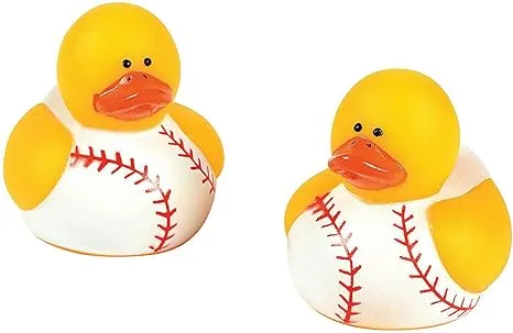 Fun Express Mini Baseball Rubber Ducks (Set of 24) Party Supplies and Favors 