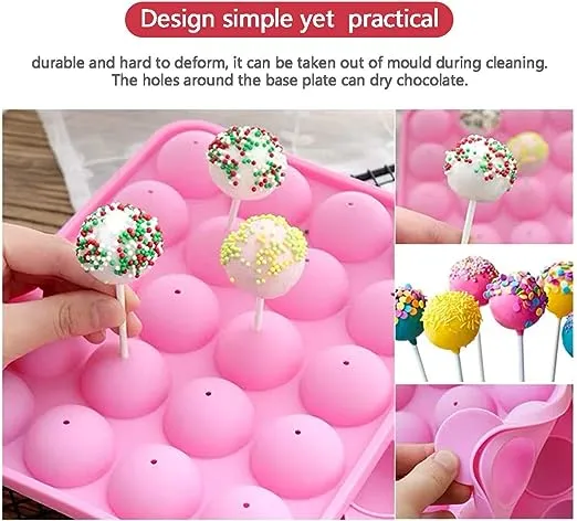 AKINGSHOP 20 Cavity Silicone Cake Pop Mold Set