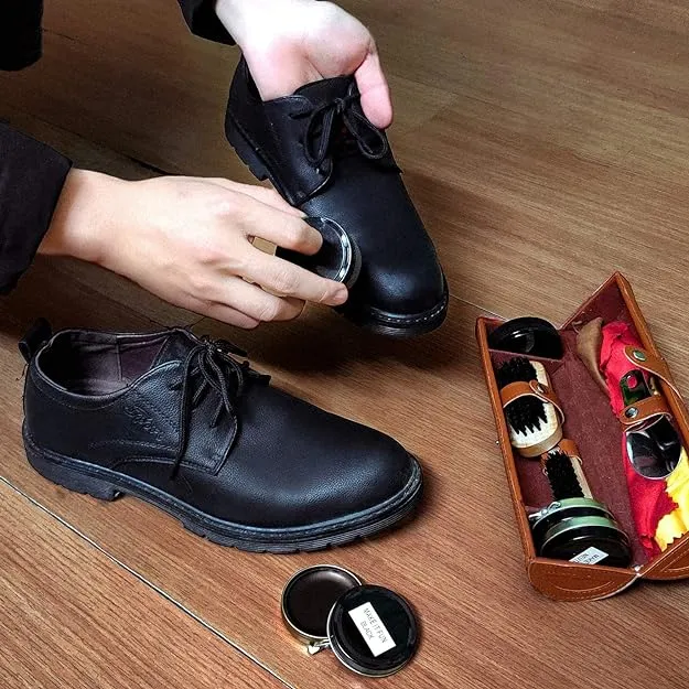 Shoe Shine Kit with PU Leather Sleek Elegant Case, 12-Piece Travel Shoe Shine...