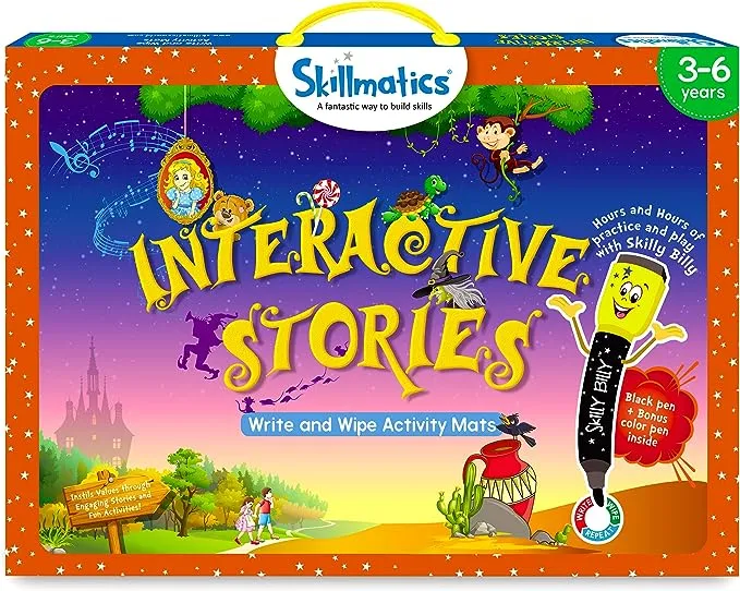 Skillmatics Educational Game - Interactive Stories, Reusable Activity Mats with 2 Dry Erase Markers, Gifts for Ages 3 to 6