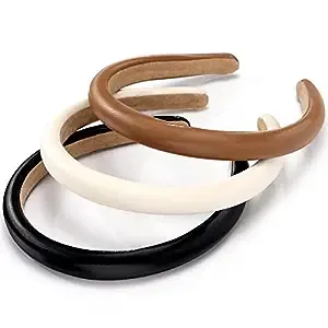 3Pcs Leather Headbands Fashion Padded Headwear Hair Accessories for Girls Women