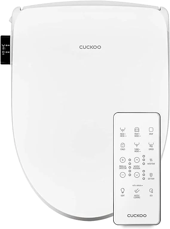 Cuckoo Cbt-i1030rw | Remote Controlled Electric Bidet for Elongated Seats, Made in Korea, White