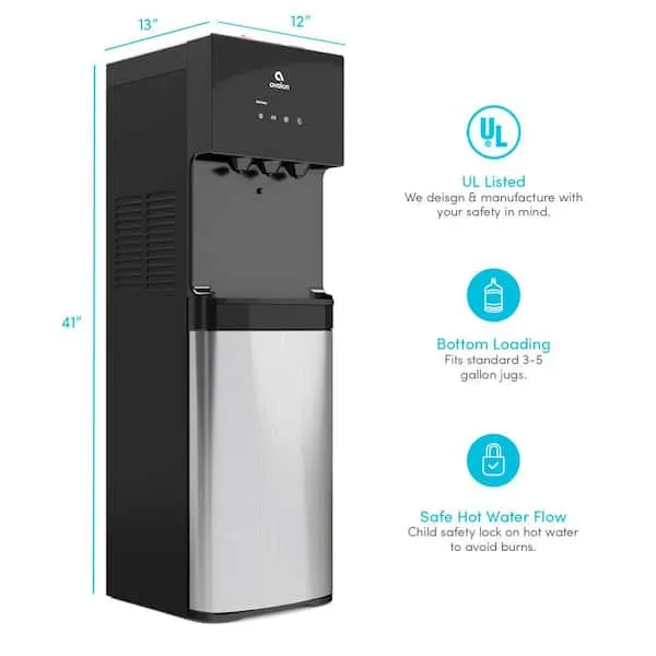 Avalon Bottom Loading Water Cooler Dispenser with BioGuard- 3 Temperature Settings- UL Listed- Bottled