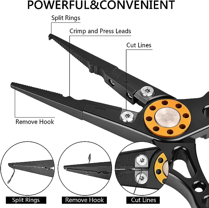 ZACX Fishing Pliers, Fish Lip Gripper Upgraded Muti-Function Fishing Pliers Hook Remover Split Ring,Fly Fishing Tools Set,Ice Fishing,Fishing Gear,Fishing Gifts for Men (Package B)