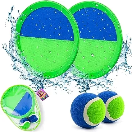 Qrooper Toss and Catch Ball Set Kids Toys, Beach Toys, Yard Games, Outdoor Toys for Kids Ages 3-12, Upgraded Camping Games Paddle Ball Games for Kids, Adults and Family (Green)