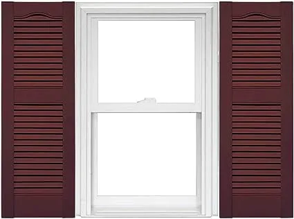 Mid America Open Louver Vinyl Shutters (1 Pair) - 14.5 x 55 001 White