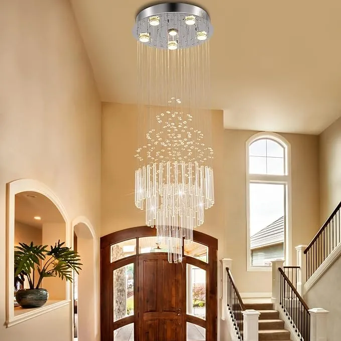 6-Light Flush Mount High Ceiling Chandelier