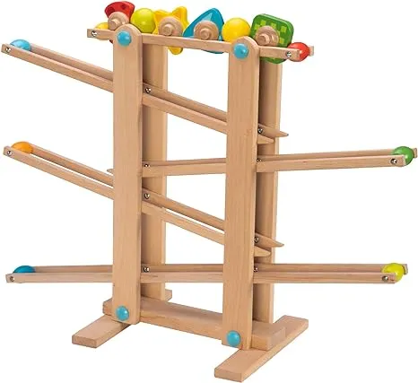 Fat Brain Toys Fat Brain Toys Marble Run, Roll 'n Go Wooden Marble Run Back-and-Forth Ball Track, 2 Year Old Toys