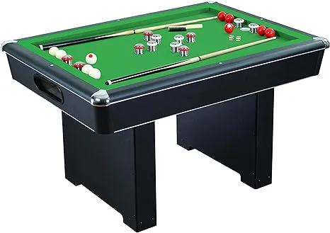 Renegade 54-In Slate Bumper Pool Table for Family Game Rooms with Green Felt, 48-In Cues, Balls, Brush and Chalk