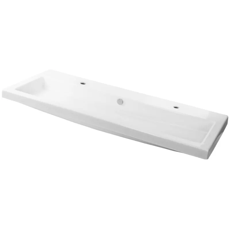 NativeStone 48" Rectangular Concrete Drop In Bathroom Sink with Single Faucet Hole