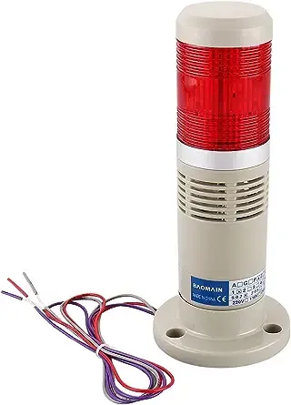 Baomain Alarm Warning Continuous Light 110V AC Industrial Buzzer Red LED Signal Tower Lamp LTP-502TJ