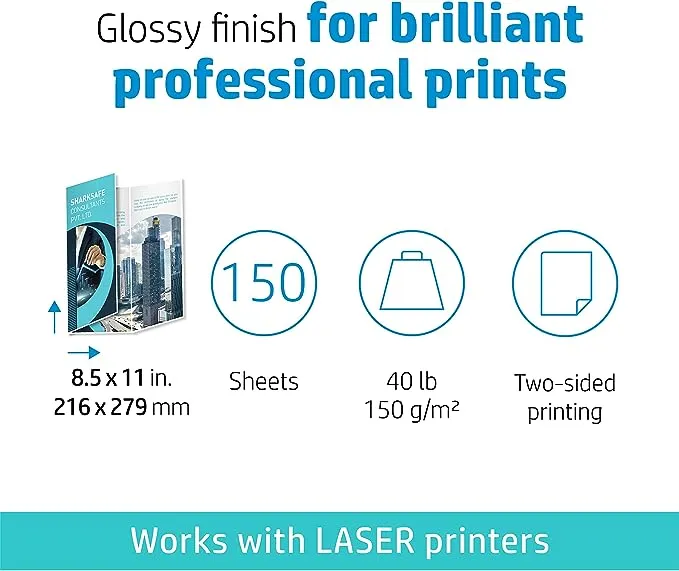 HP - Tri-Fold Laser Brochure Paper, 97 Brightness, 40lb, 8-1/2 x 11, White, 150 /Pack Q6612A (DMi PK