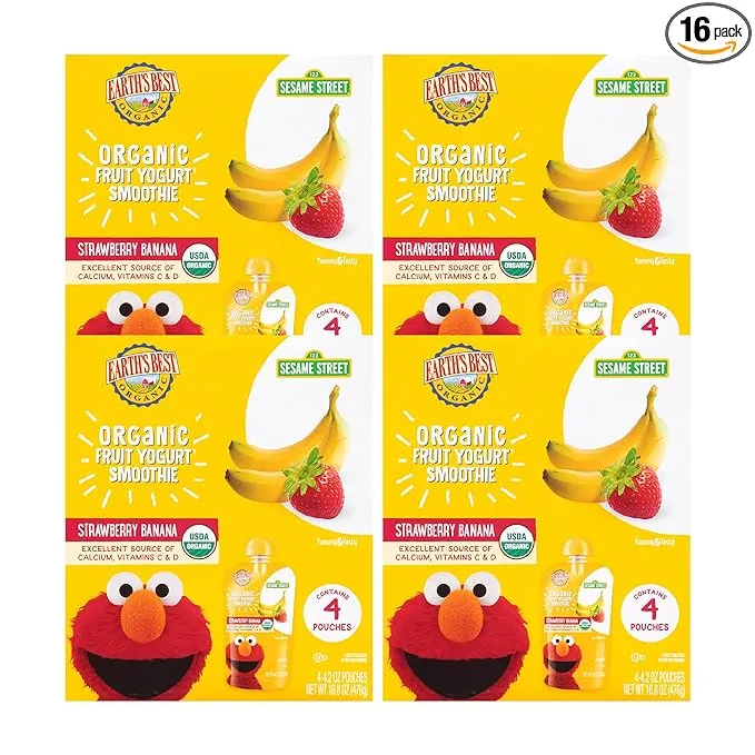 Earth's Best Organic Kids Snacks, Sesame Street Toddler Snacks, Organic Crunchin' Grahams for Toddlers 2 Years and Older, Honey Sticks with other Natural Flavors, 5.3 oz Box (Pack of 6)