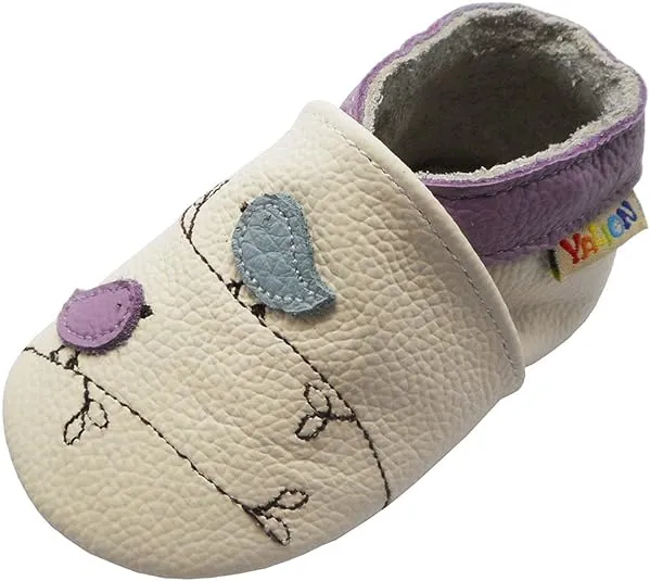 YALION Baby Boys Girls Moccasins Slippers, Soft Sole Baby Leather Shoes, Anti-Slip Baby Walking Crib Shoes for Infant Toddler Prewalker