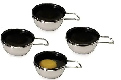 ExcelSteel 4 PC Replacement Egg Cups Nonstick Coating - Black