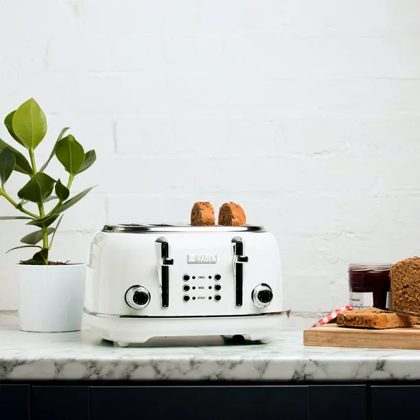 Haden Heritage 4-Slice Wide Slot Toaster, White