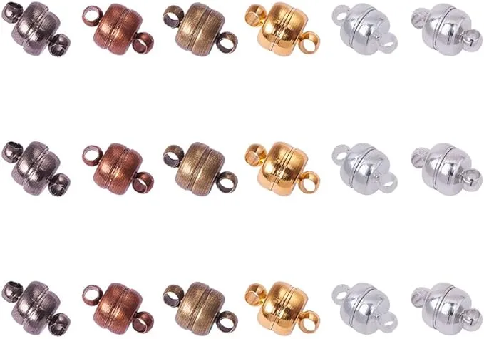 PH Pandahall 100 Sets Magnetic Clasps Mixed Color Necklace Bracelet Clasps Oval Brass Magnet Converter Jewelry Clasps Extenders Locking Clasps