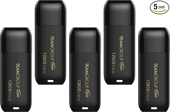 TEAMGROUP C175 128GB 5 Pack USB 3.2 Gen 1 (USB 3.1/3.0) Read 100MB/s Flash Thumb