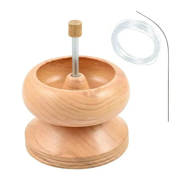 Shop LC Seed Bead Spinner Kit with Big Eye Beading Needle - Clay Bead Spinner for Jewelry Makings Bracelet Making Kit - Bracelet Maker Bead Maker Pinewood Wooden