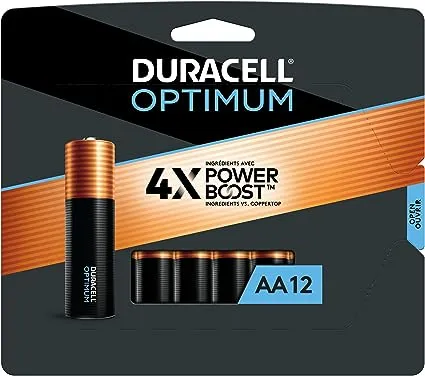 Duracell Optimum Batteries, Alkaline, AA, 1.5V - 12 batteries