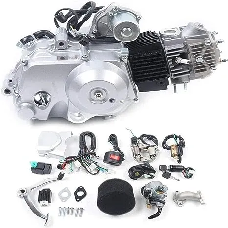 125cc 4 Stroke Engine Motor, Semi-Auto 3 Speed ATV Engine Motor Kit, W/Reverse Electric Starter Go Kart Dirt Bike ATV Pit Bike Single Cylinder Air-Cooling Motor