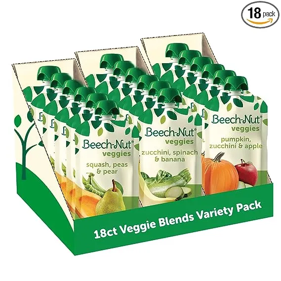 Beech-Nut Baby Food Pouches Variety Pack Veggie Purees 3.5 oz 18 Pack