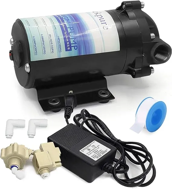 Geekpure Reverse Osmosis Booster Pump Kit with Transformer + High and Low Pressure Switches + Fittings for 50-150 GPD RO System