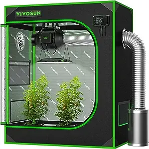 VIVOSUN S224 2x2 Grow Tent, 24"x24"x48" High Reflective Mylar with Observation Window and Floor Tray for Hydroponics Indoor Plant for VS1000