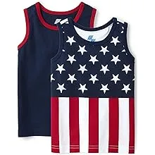 ??Toddler Boys American Flag Tank Top 2-Pack - Multi Cleveland (Size 4T &amp; 5T)