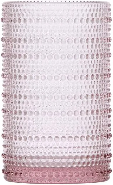 Fortessa Jupiter Beaded Hobnail Glass, 13 Ounce Iced Beverage (Set of 6), Red