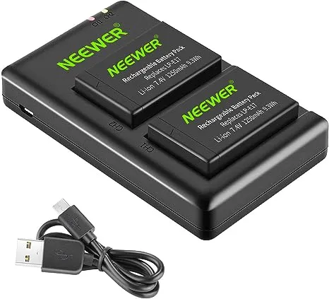 Neewer 2-Pack LP-E17 Replacement Battery and Dual USB Charger for Canon Rebel SL2, T6i, T6s, T7i,