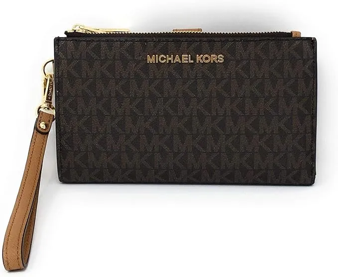 Michael Kors Jet Set Travel Large Double Zip Phone Wristlet Blush MK Signature