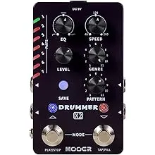 MOOER Drum Machine Guitar Pedal with 121 Drum Grooves 11 Music Styles 7 Rhythm Slots Fill Function Tap Tempo Knob for Electric Guitar Bass (X2)