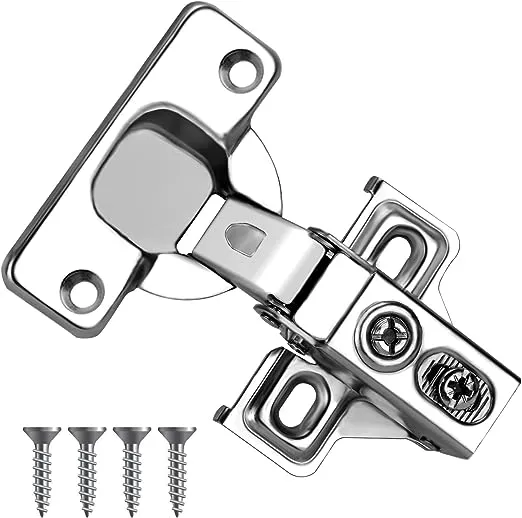 jnnicoog 4 Pack -Full Overlay Soft Close Cabinet hinges?cabinet Hinges Brushed Nickel ?Stainless Kitchen Cabinet Hinges