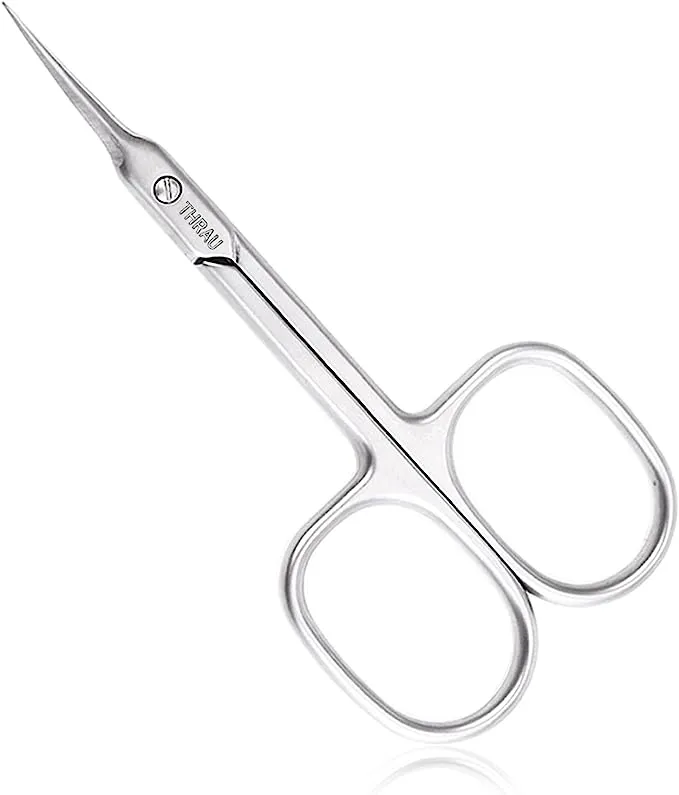 THRAU Cuticle Scissors Extra Fine for Manicure and Pedicure Curved Blade Nail ...